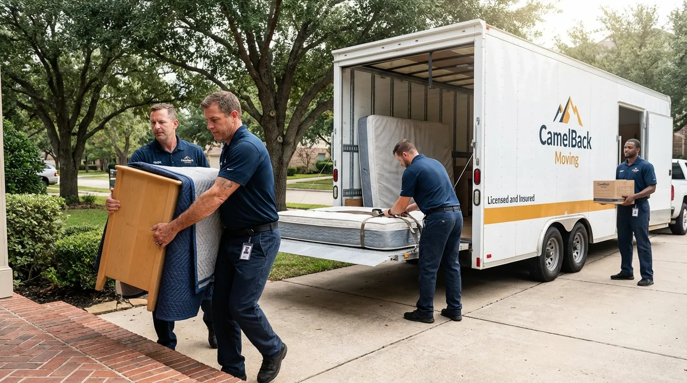 Crew loading residential truck for cross-state move from Red Hill, PA