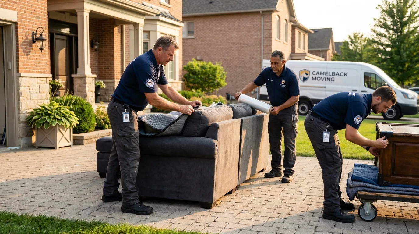 Large estate moving crew wrapping furniture in Red Hill, PA