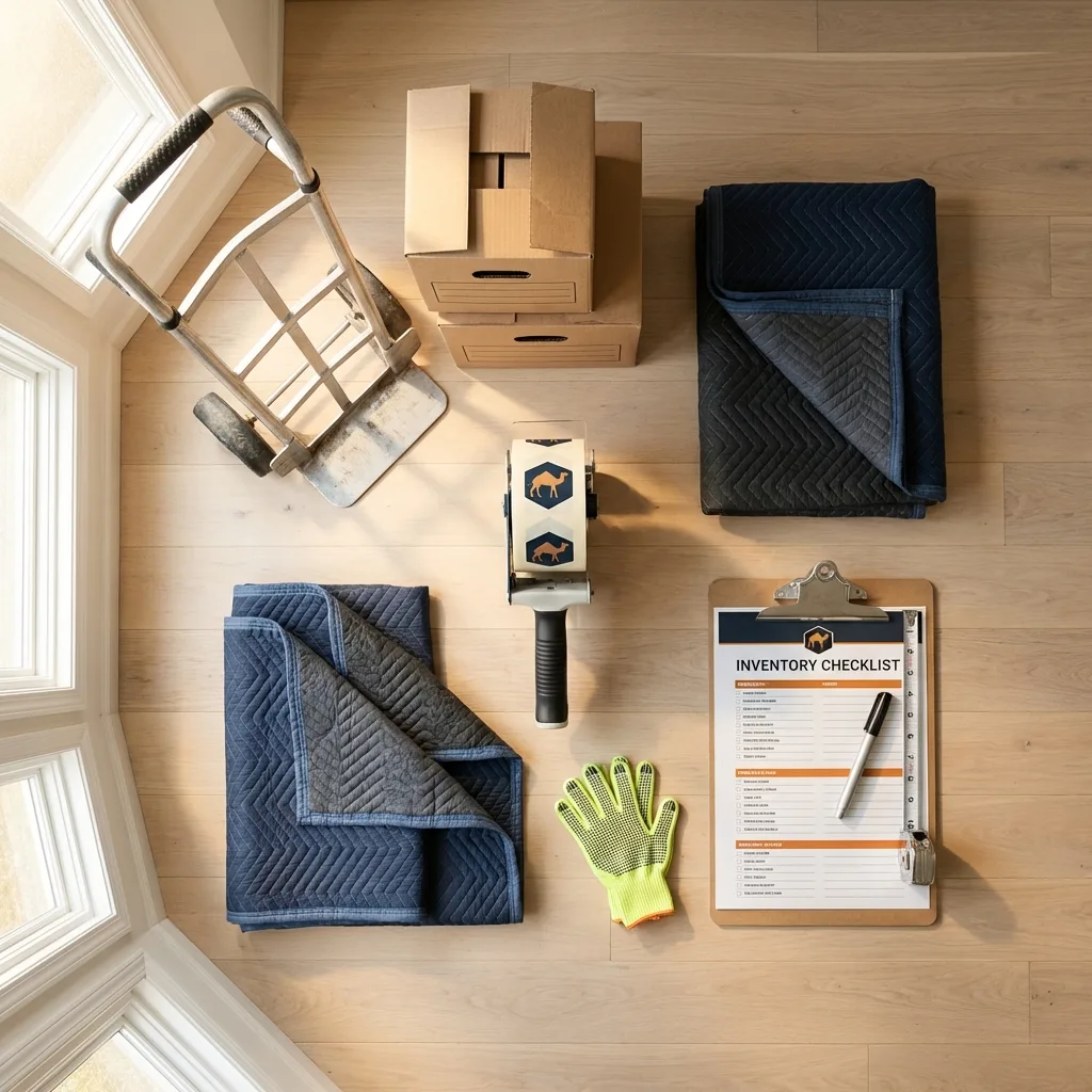 Professional moving supplies and packing materials layout for Red Hill residential relocations